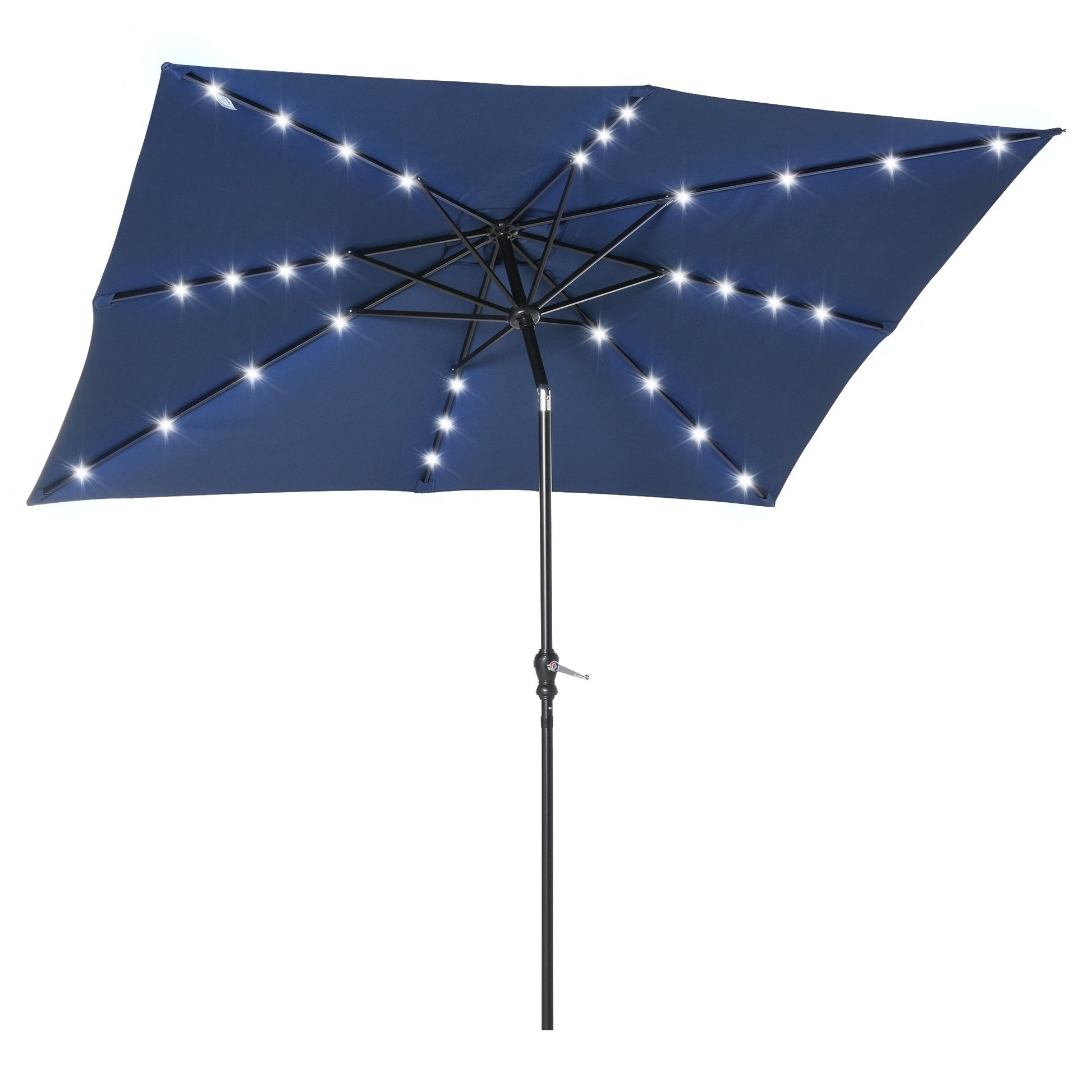 ToolCat 6.67-ft Steel Blue Push-button Tilt Market Patio Umbrella with Lights