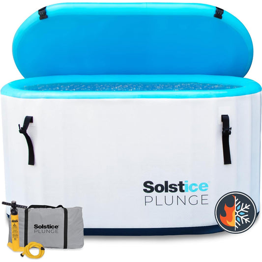 Solstice Watersports Solstice Plunge 100 Gallon Inflatable Insulated Ice Bath Tub with Lid White