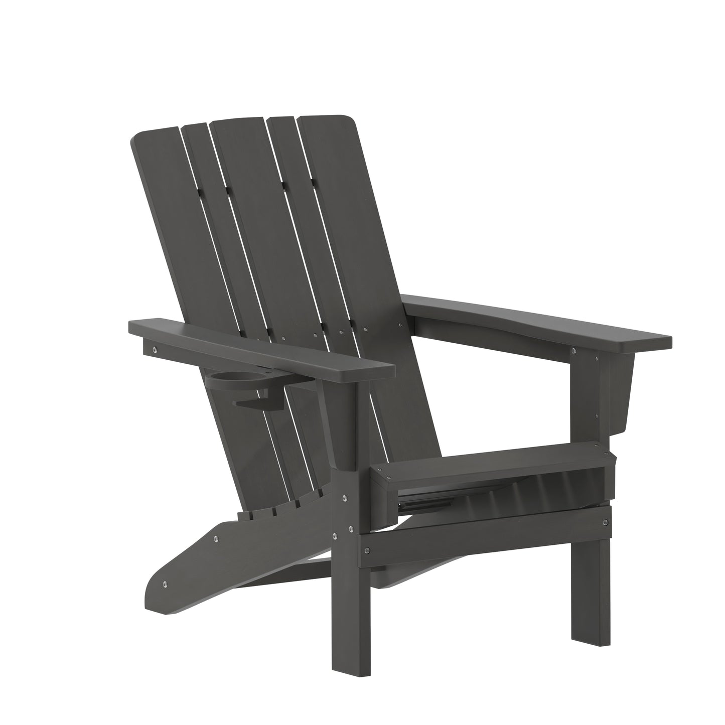 Flash Furniture Halifax Adirondack Chair with Cup Holder; Weather Resistant HDPE Adirondack Chair in Gray