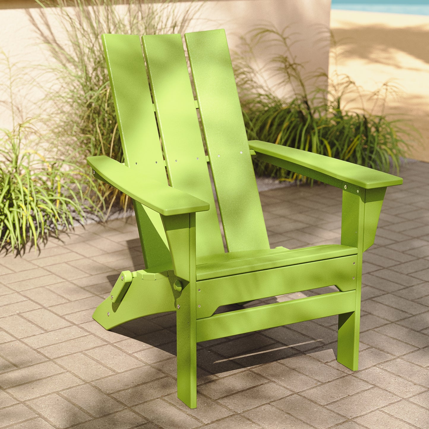 Trex Outdoor Furniture Seaport Lime HDPE Frame Stationary Adirondack Chair with Solid Seat