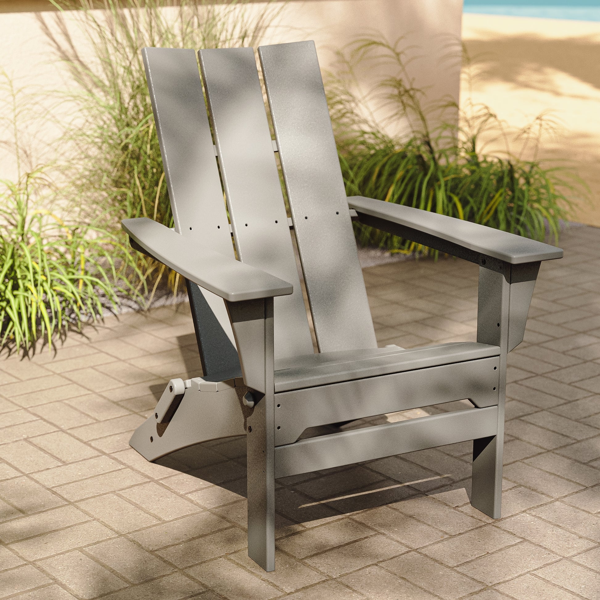 Trex Outdoor Furniture Seaport Stepping Stone HDPE Frame Stationary Adirondack Chair with Solid Seat