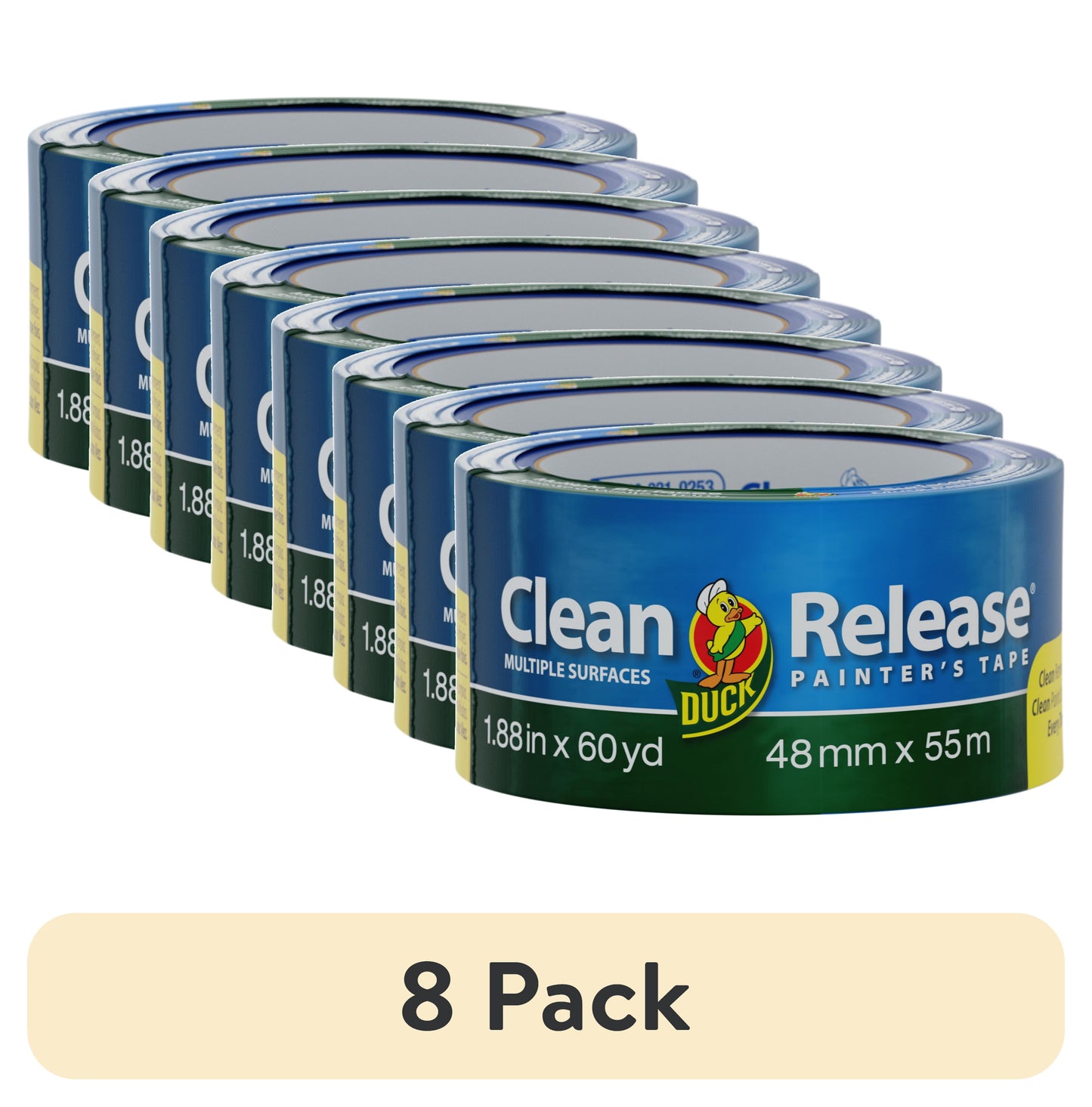 (8 pack) Duck Clean Release 1.88 in. x 60 yd. Blue Painter's Tape