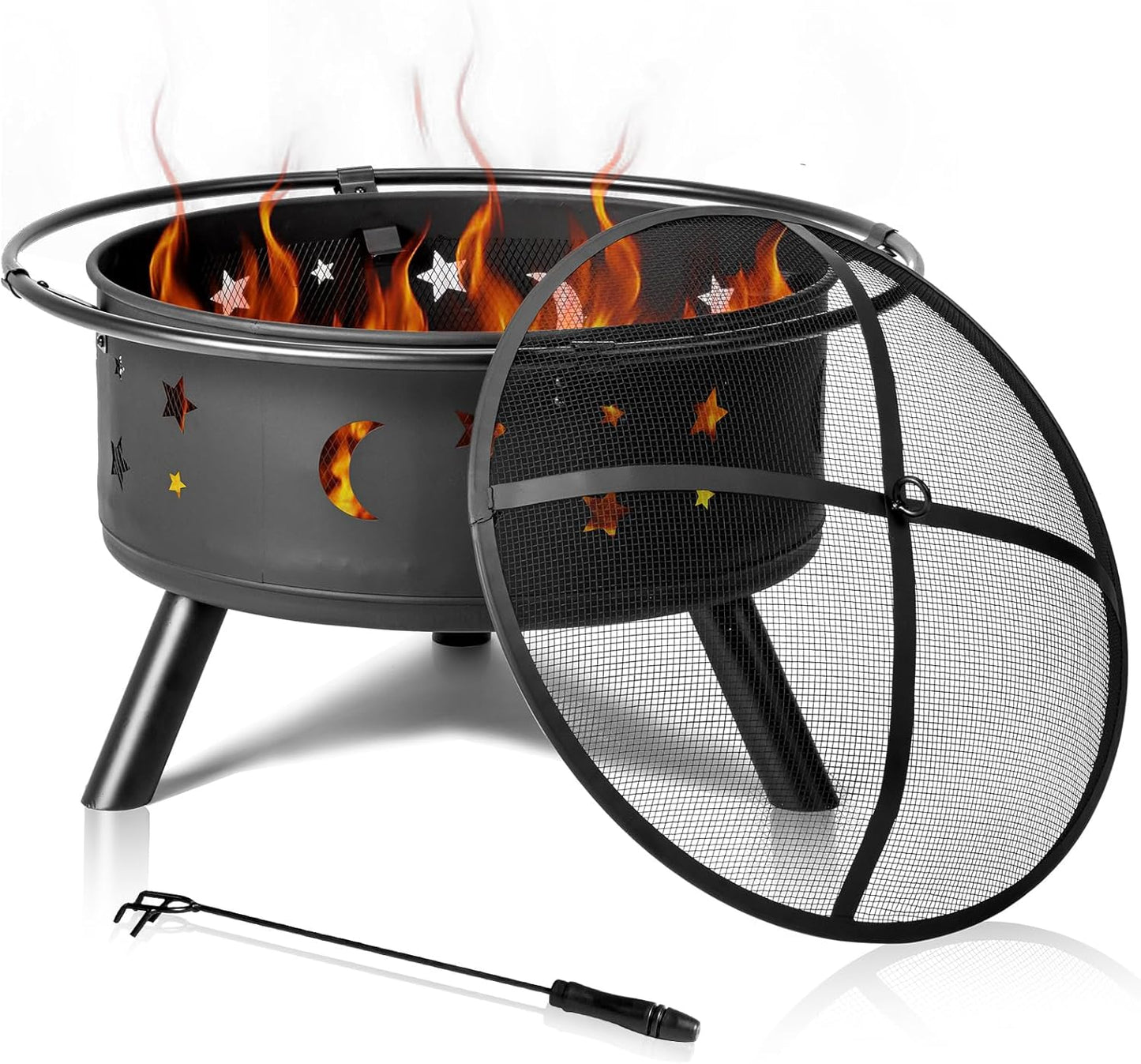 30IN Metal Fire Pit Black