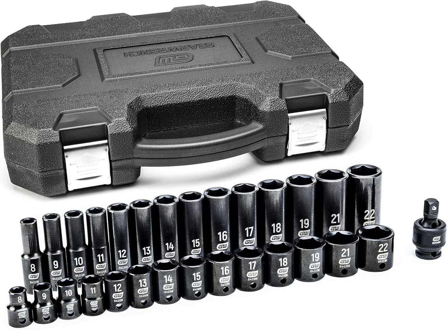 GEARWRENCH 29 Pc. 3\/8" Drive 6 Pt. Impact Socket Set, Standard & Deep, Metric - 84925N