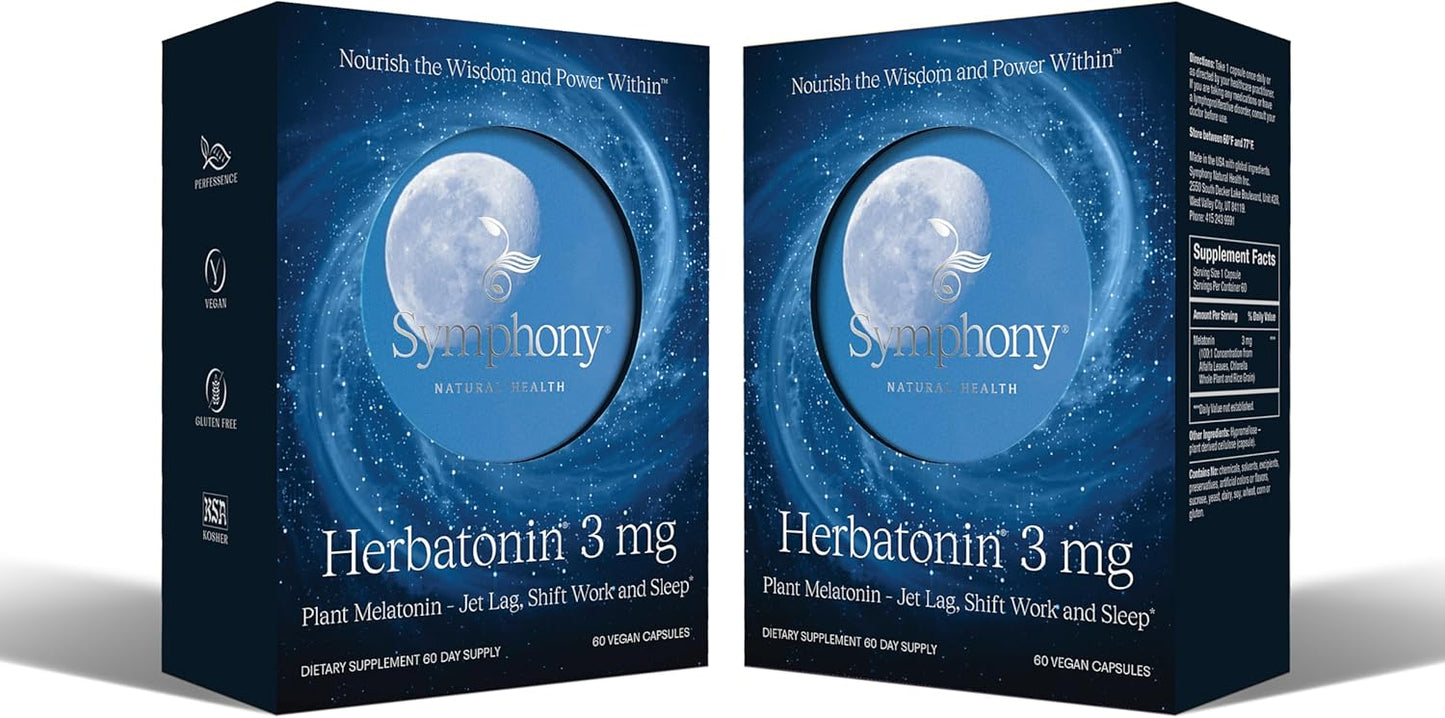 3mg - The First Natural Plant Melatonin Adult Sleep Aid, Circadian Rhythm Support for Jet Lag, Shift Work, General Sleeplessness - 120 Pure Vegan Capsules (120 Day Supply)