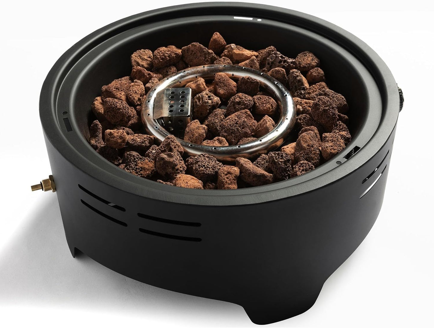 15 Inch Tabletop Propane Fire Pit, Portable Mini Fireplace with Wind Guard, 40000 BTU Metal Fire Pit with Glass Rocks & Cover for Patio, Camping