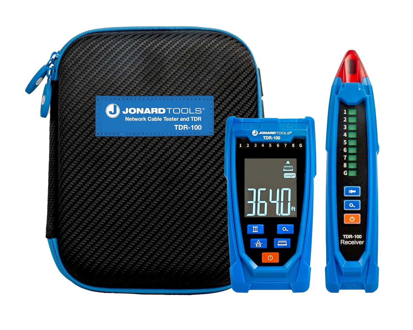 Jonard Tools TDR-100 Network Cable Tester and TDR - with Cable Tracing Probe, RJ45 Adapter, LCD Display, and Carrying Case