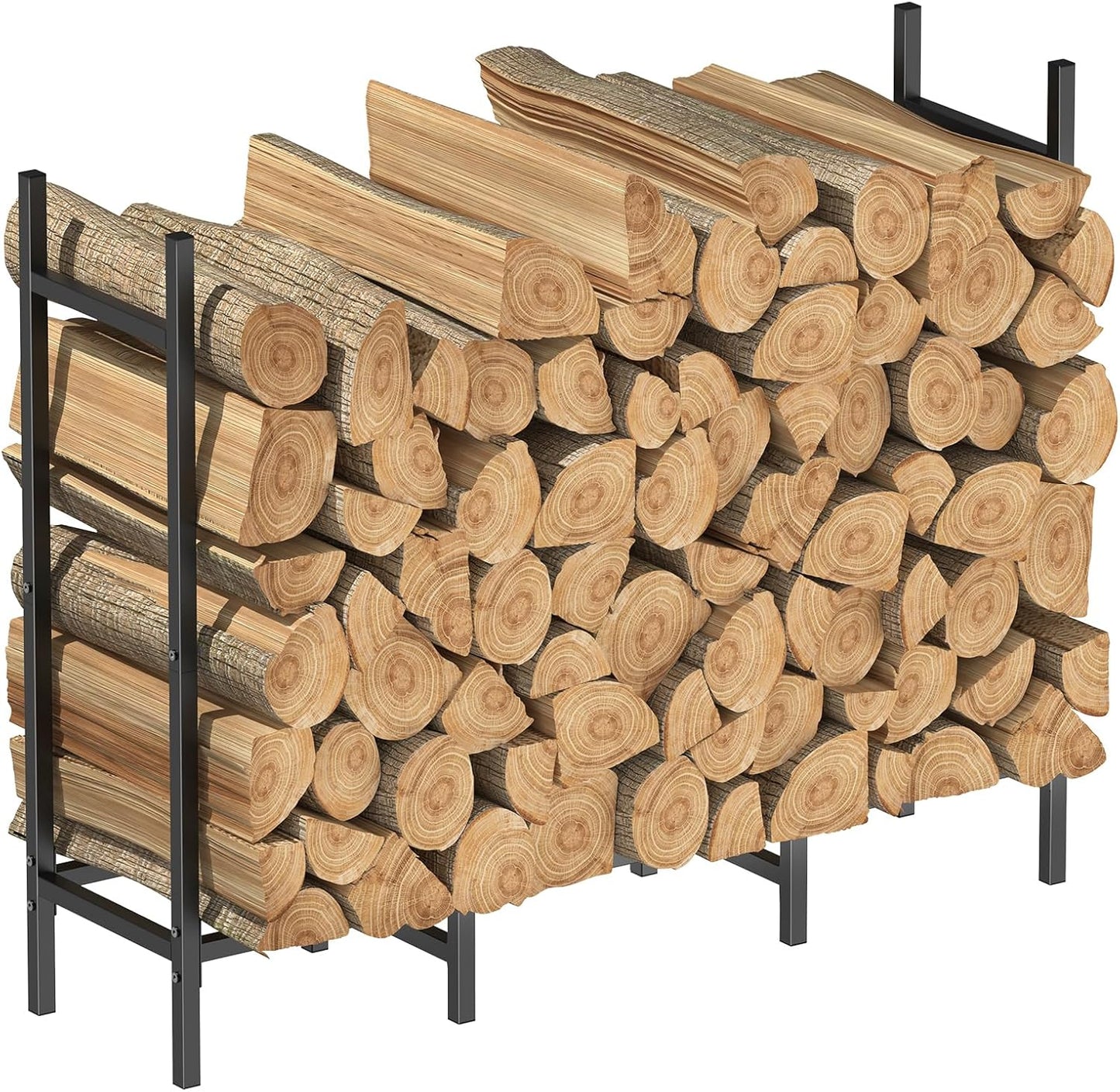 4ft Heavy Duty Log Rack Organizer, Outdoor & Indoor Fireplace Firewood Storage, Black, Steel, 47 x 12 x 31.5 inches, Firewood (Indoor/Outdoor)
