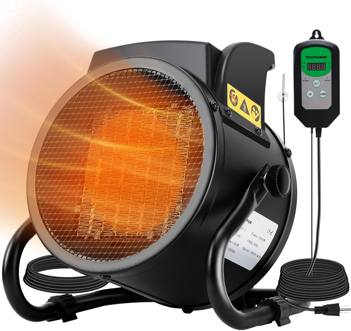 Greenhouse Heater with Thermostat, Auto Temperature Control Kit with Digital Display, Fast Heating, Overheat Protection, for Grow Tent, Greenhouse, Flower Room, Patio, Winter Plants