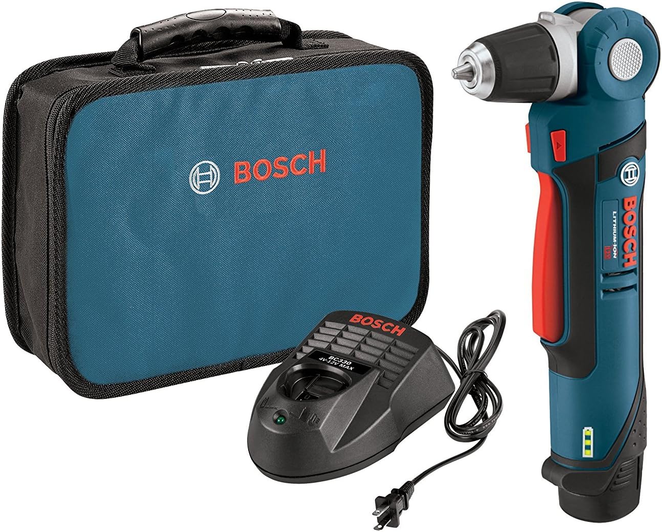 BOSCH PS11-102 12V Max 3\/8 In. Right Angle Drill\/Driver Kit with 2.0Ah Lithium Ion Battery