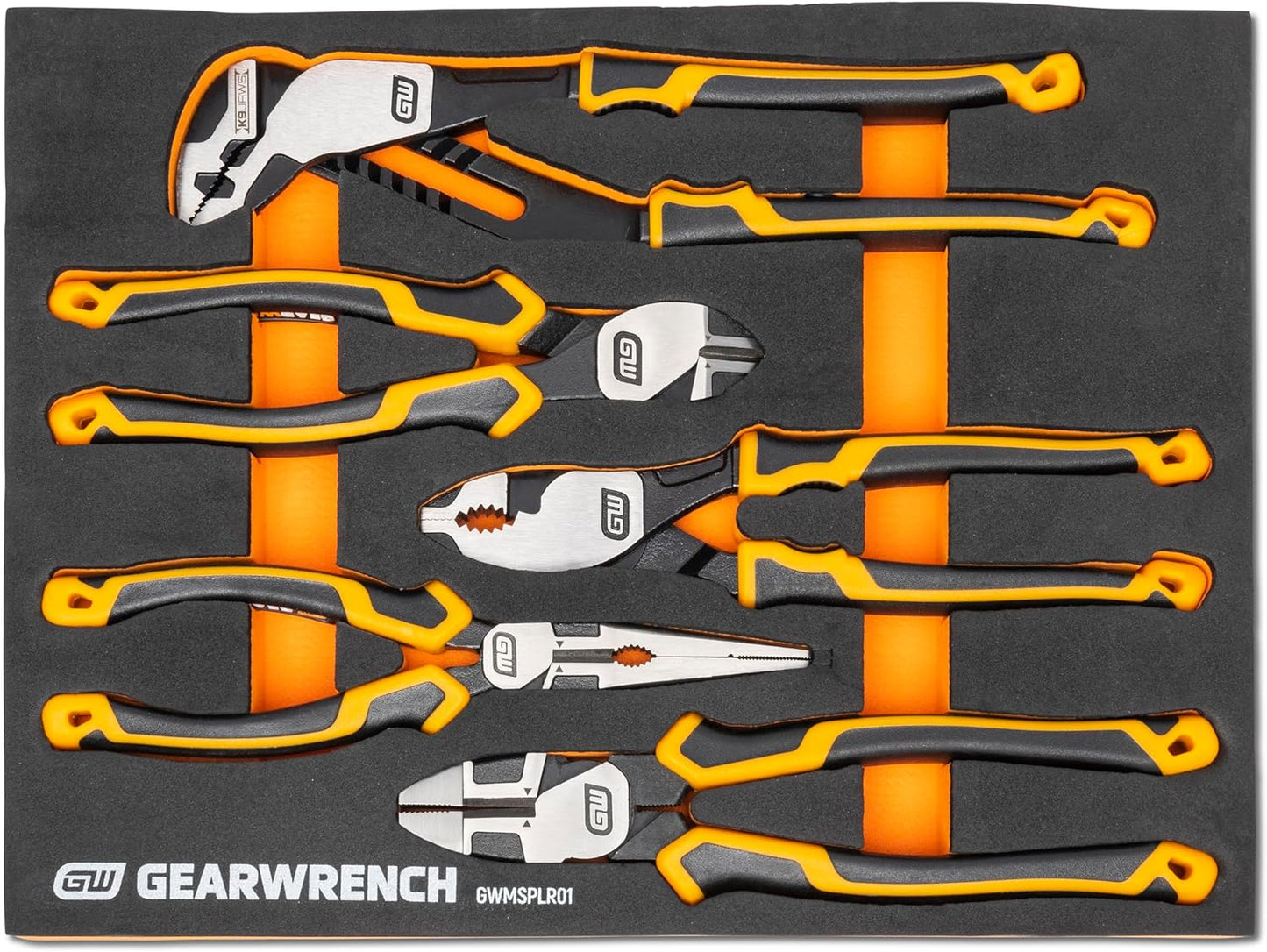 GEARWRENCH 5 Piece PITBULL Cushion Grip Pliers Set in Foam Storage Tray - GWMSPLR01