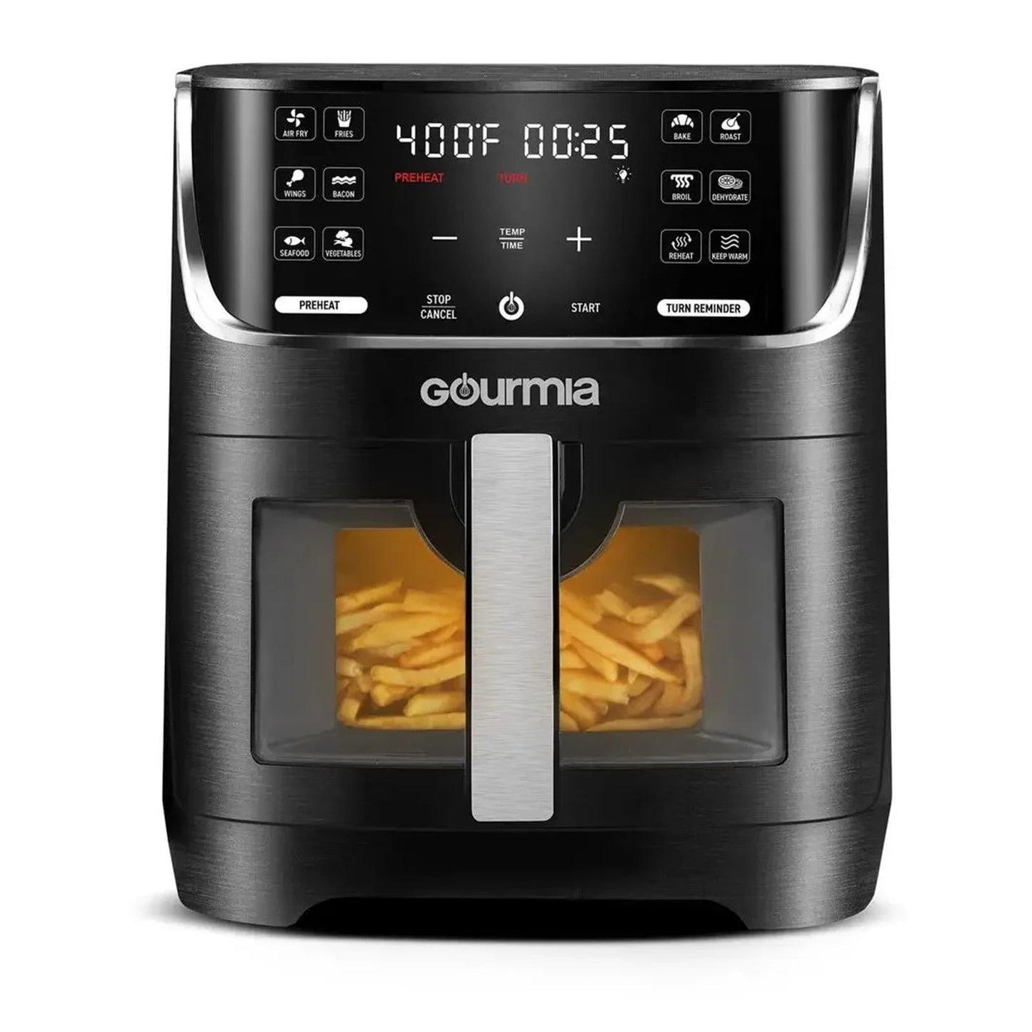 8QT Air Fryer with 12 Presets Extra-Large Capacity Window & Light FryForce 360 Technology Preheat Reminder Guided Prompts