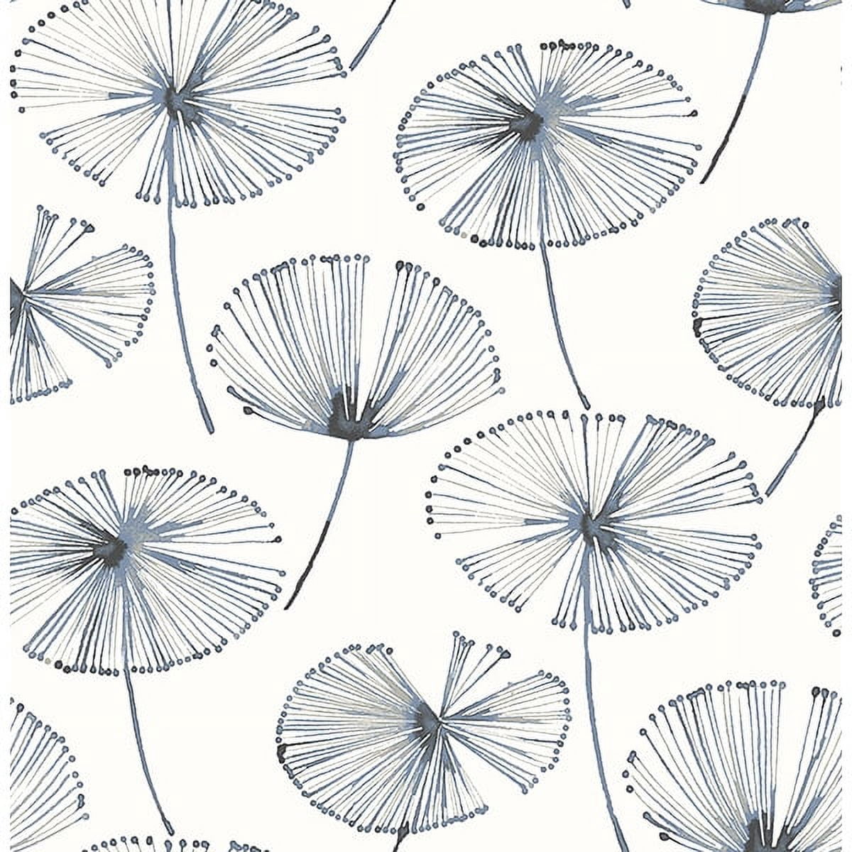 A-Street Prints Paradise Navy Fronds Unpasted Non Woven Wallpaper, 20.5-in by 33-ft, 56.4 sq. ft.