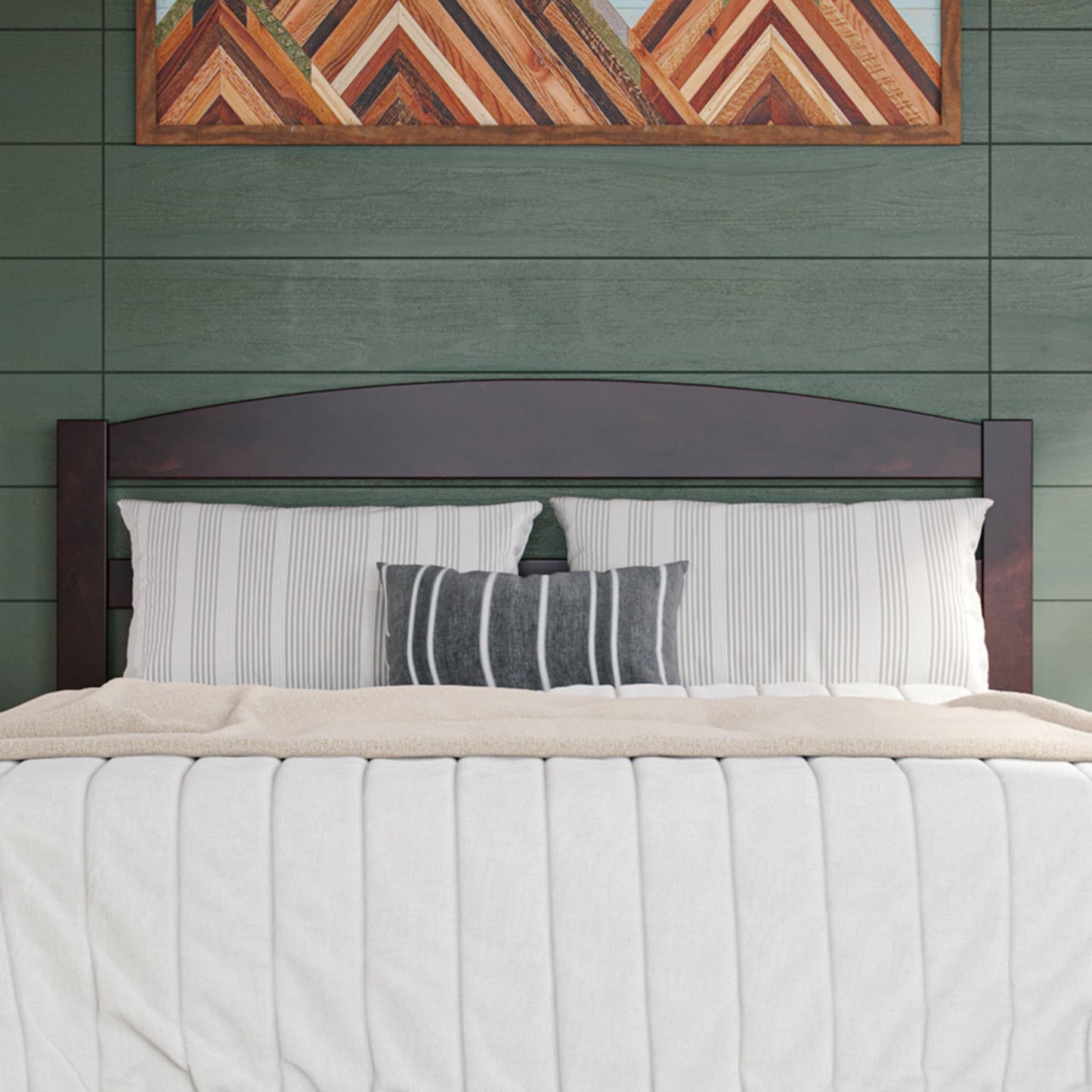 AFI Warren Cabecero de Madera con Listones Arqueados con 2 Puertos USB, Tamaño Completo, Color Espresso
