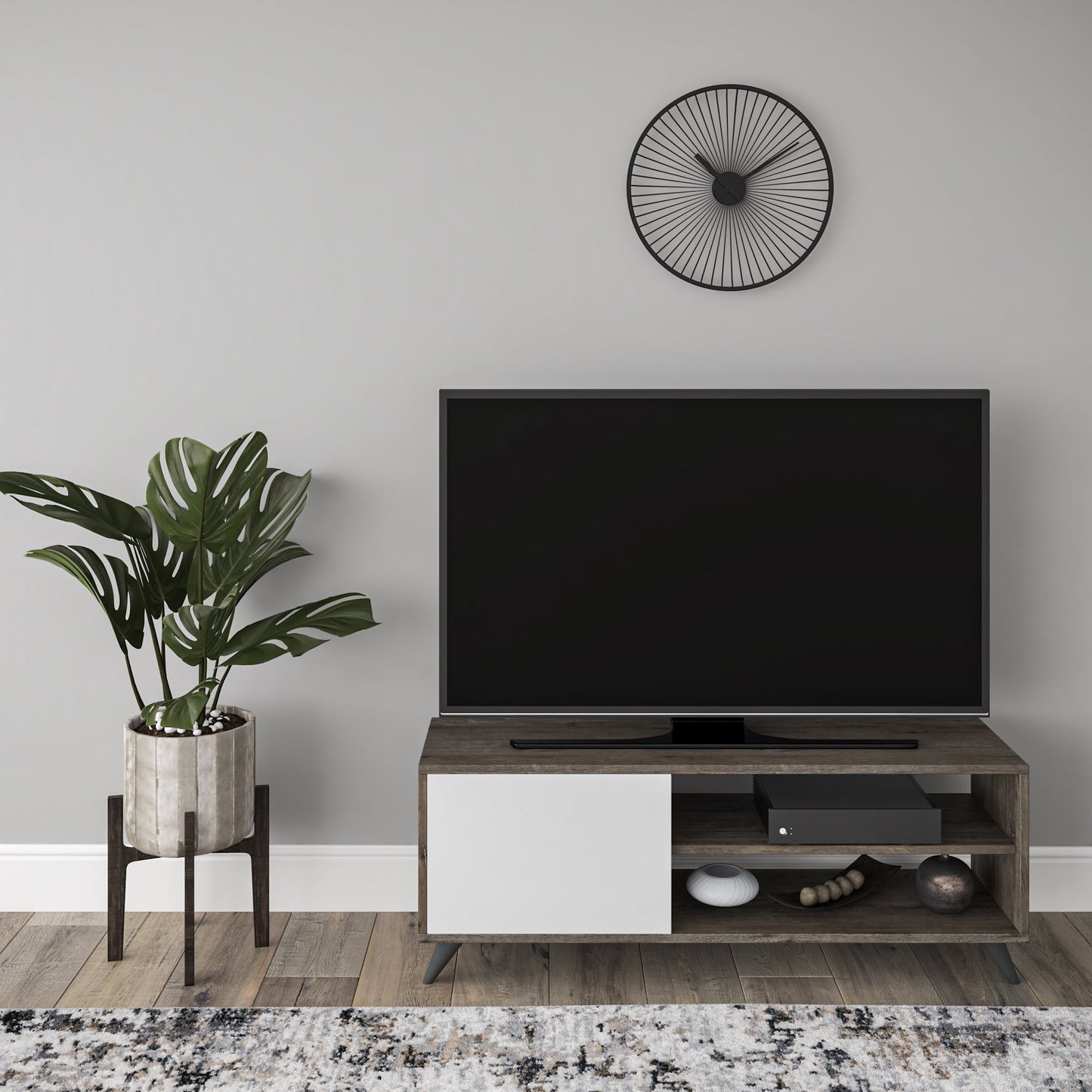 Ada Home Décor 2 Tier Venga TV Stand with Doors for TVs up to 53", White Oak