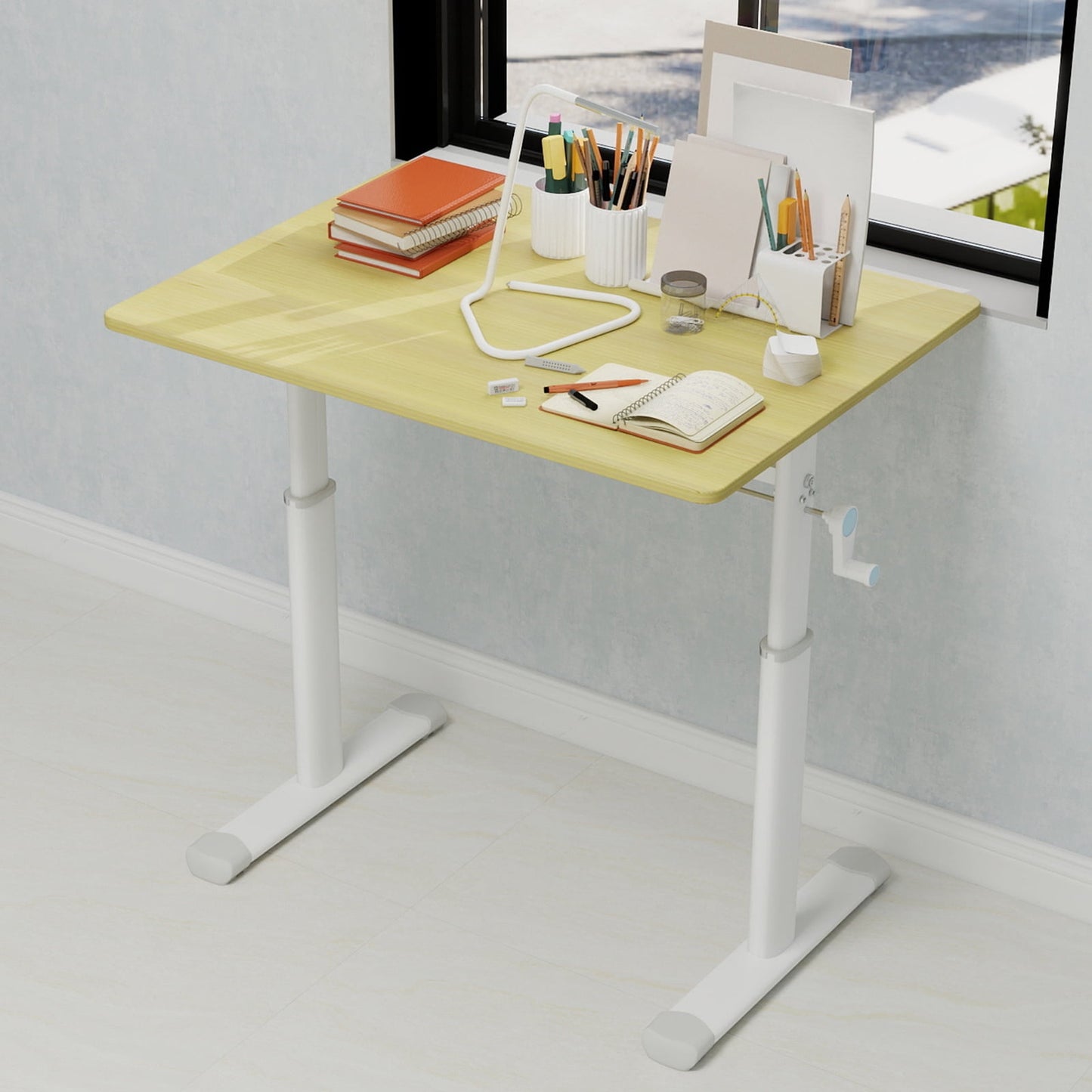 Adjustable Study Desk for Children and Adults, Height-Adjustable, Multifunctional Home Office Desk, Compact Design, 60x80cm
