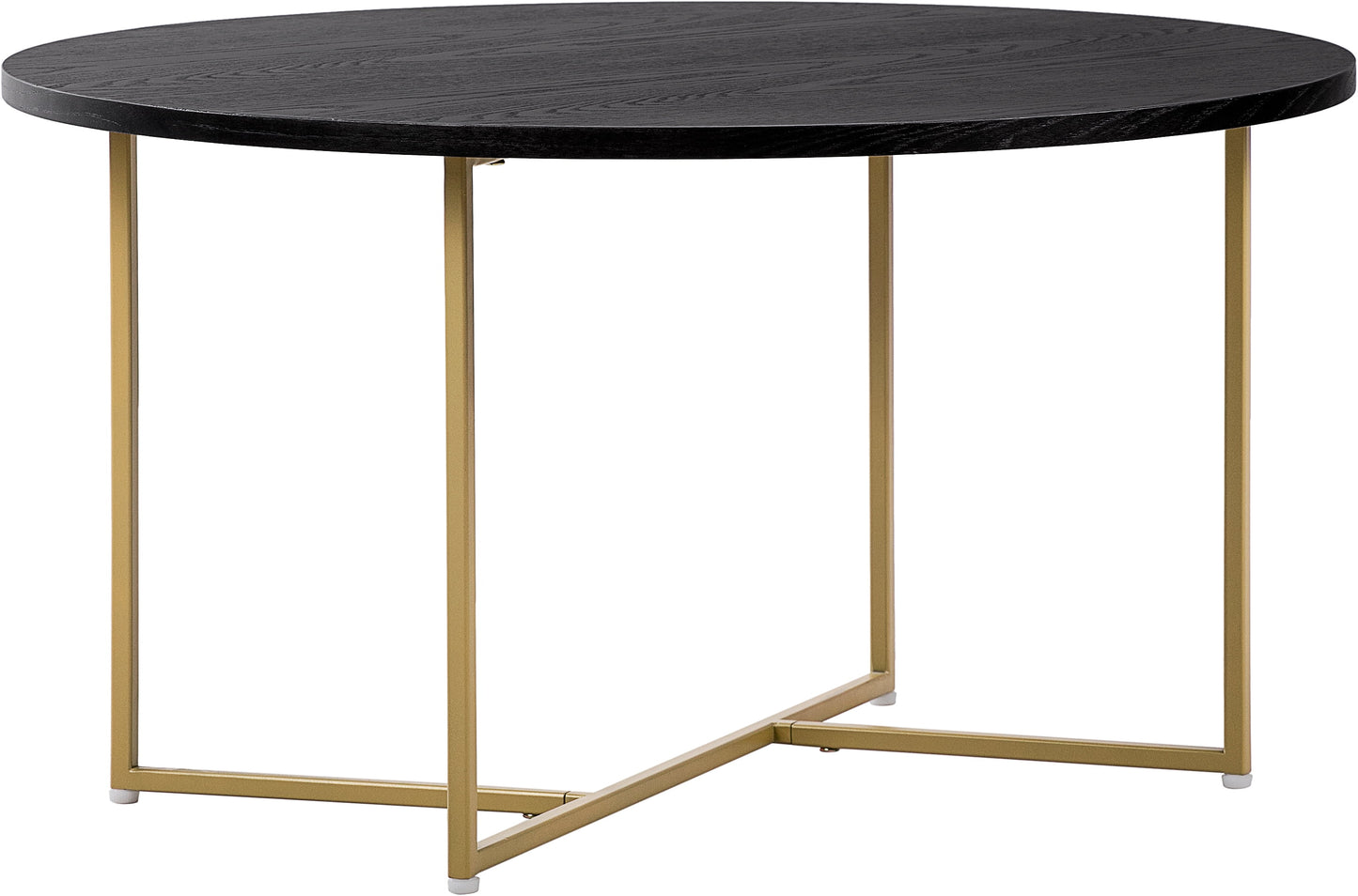 Adore Decor Ines Round Coffee Table with Metal Legs, Noir Black
