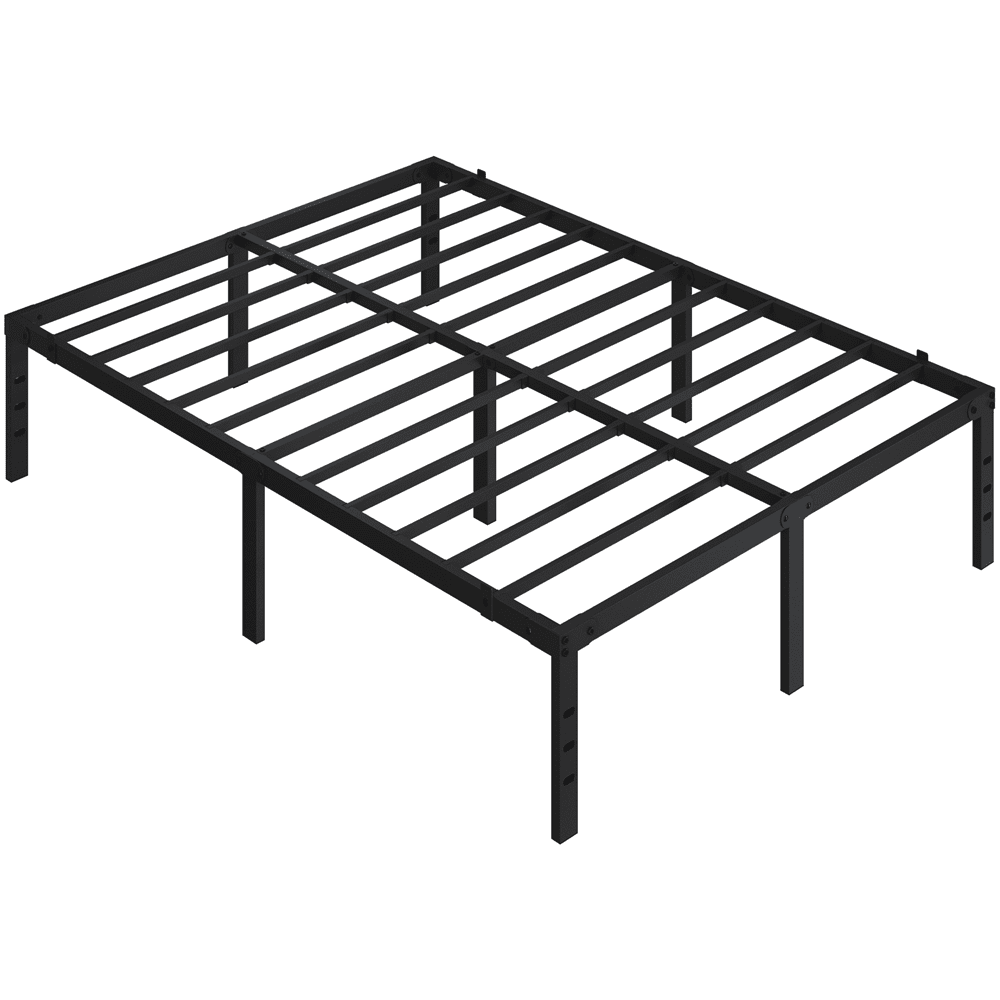 Alden Design Full Size 18'' Metal Platform Bed Frame, No Box Spring Needed, Adult, Black
