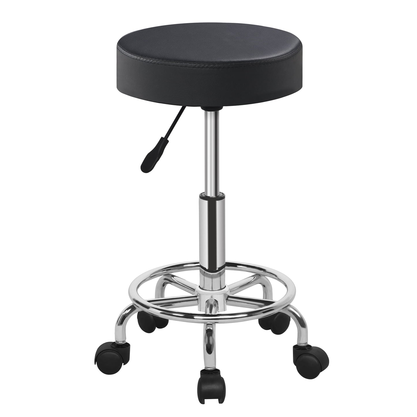Alden Design Taburete de Spa de Salón Ajustable de PU con Rueda para Tatuaje/masaje, Negro