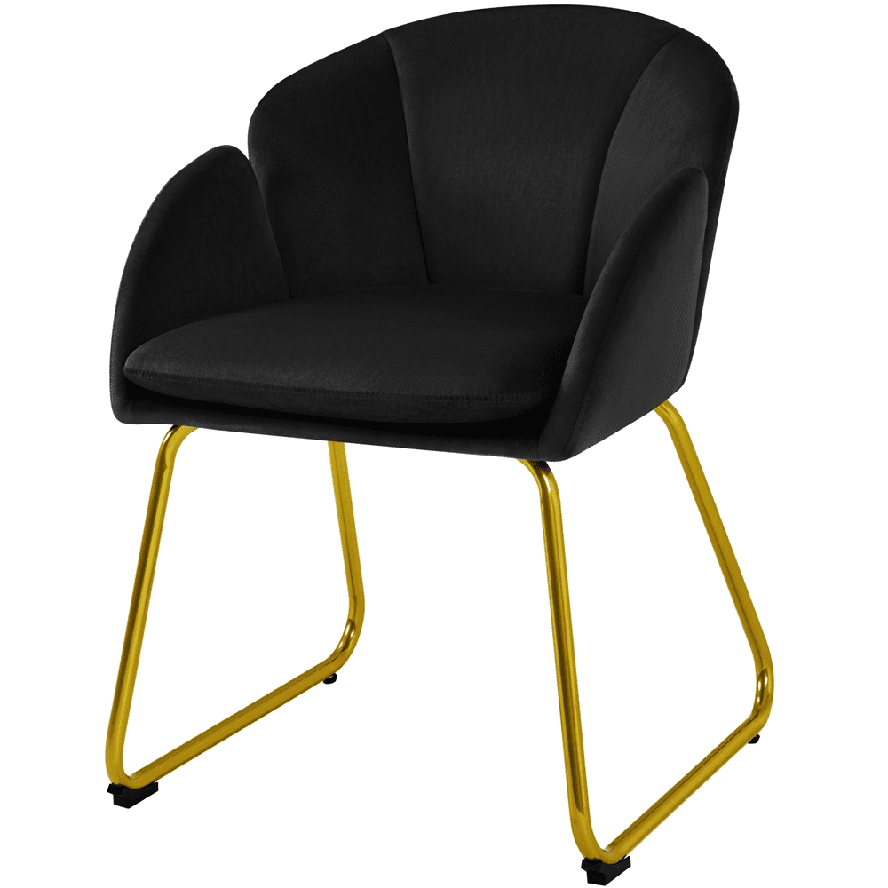 Alden Design Modern Velvet Accent Chair with Golden Metal Legs for Living Room, Black