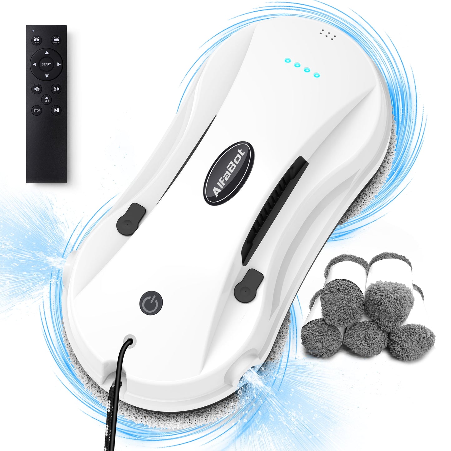 AlfaBot Window Cleaning Robot with Dual Water Spray, X7 Robot Window Cleaner with Double-Side Water Spray 50ml Water Tank, Smart Window Vacuum for Interior/Exterior Highrise Windows