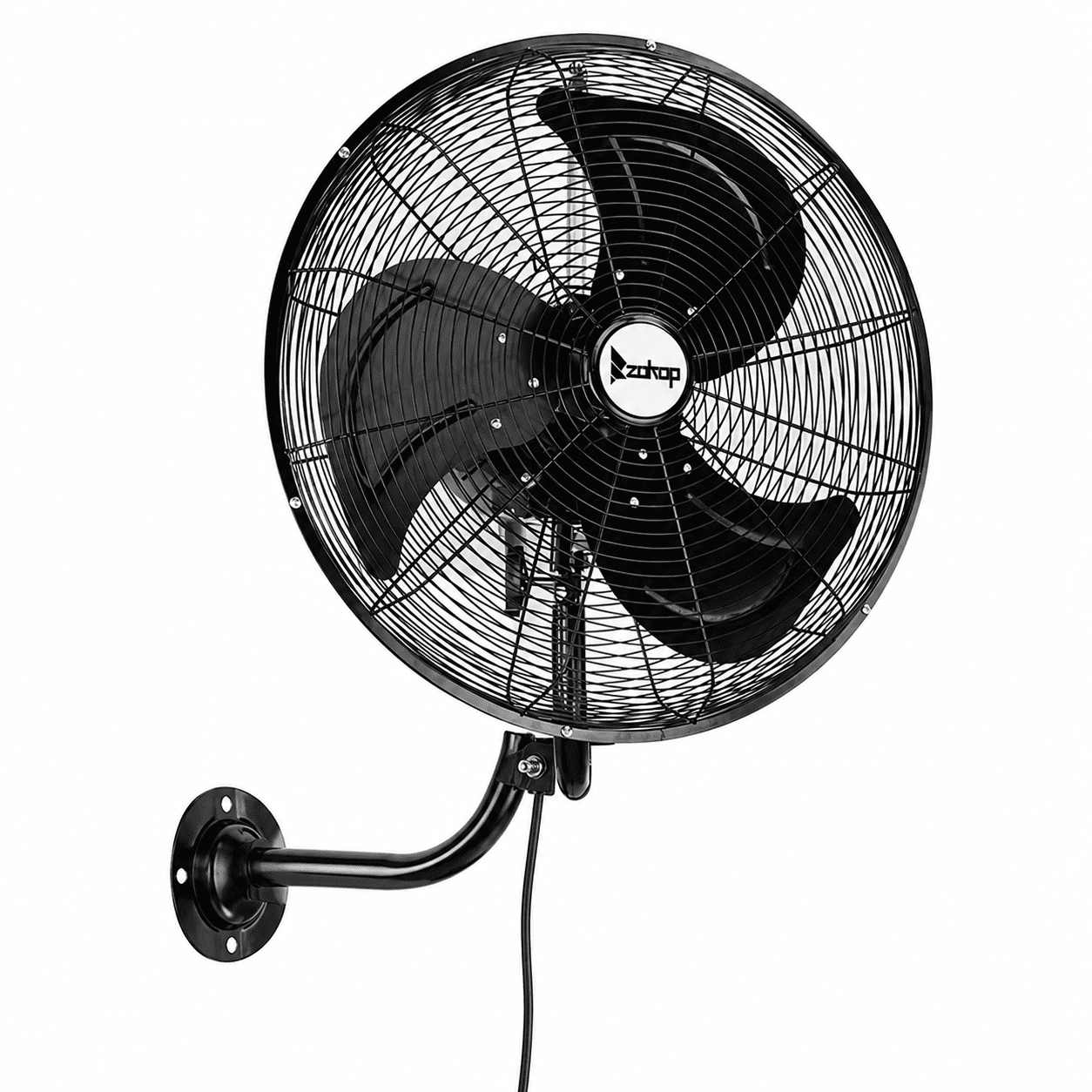 Alvantor 18-Inch Wall Mount Fan, 3-Speed Oscillating Fan, 4592 CFM, 110V, Black