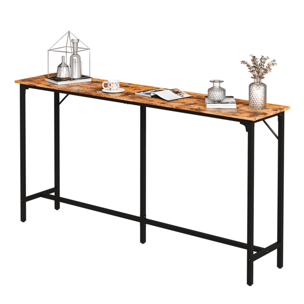 Alvantor 71 in Counter Height Bar Table, Rectangular Black MDF Top, Iron Frame, Adjustable Leveling feet, 1 pack