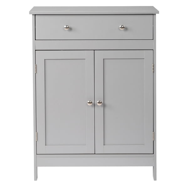 Alvantor Gabinete de Almacenamiento Independiente para Baño 2 Puertas 1 Cajón Estante Ajustable 23.6" Ancho x 11.8" Profundidad x 31.5" Alto Gris