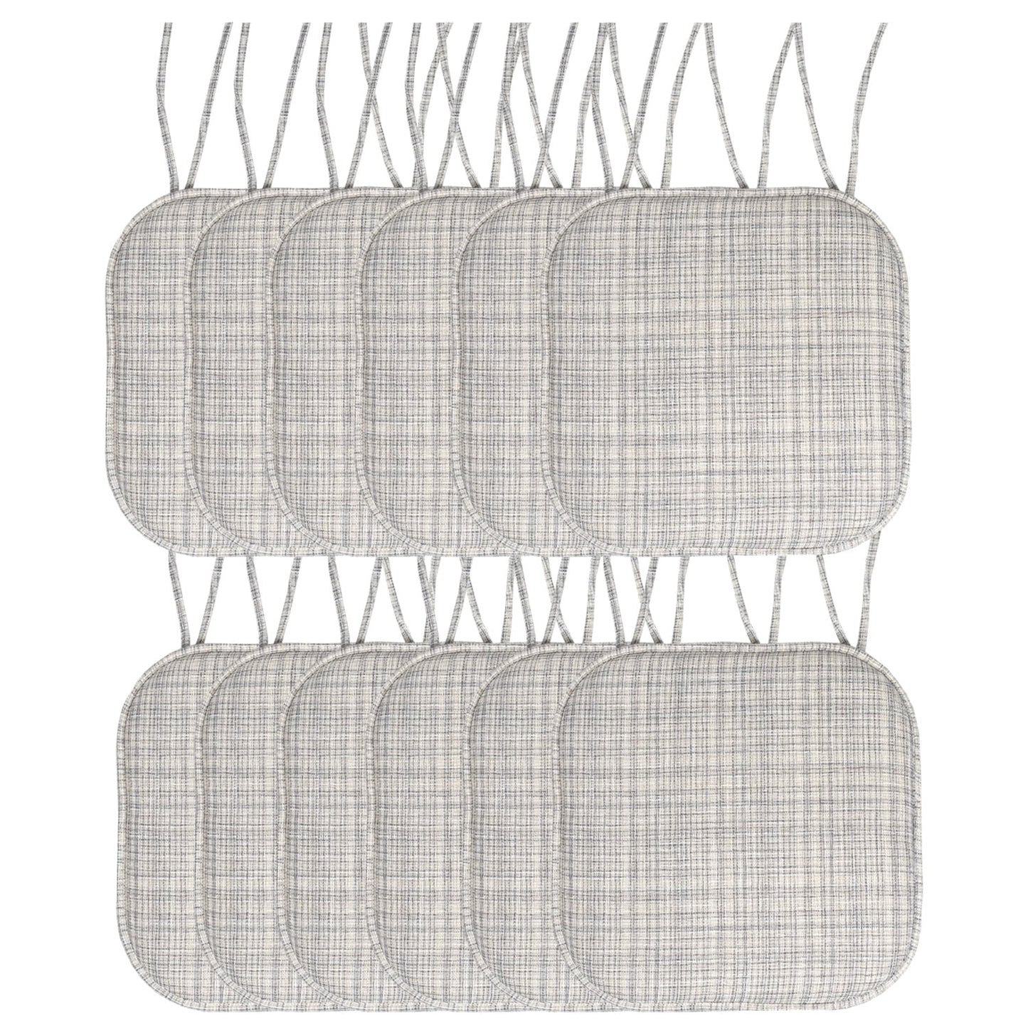Aria Memory Foam Non-Slip Chair Cushion Pad with Ties 12 Pack - Silver Cream