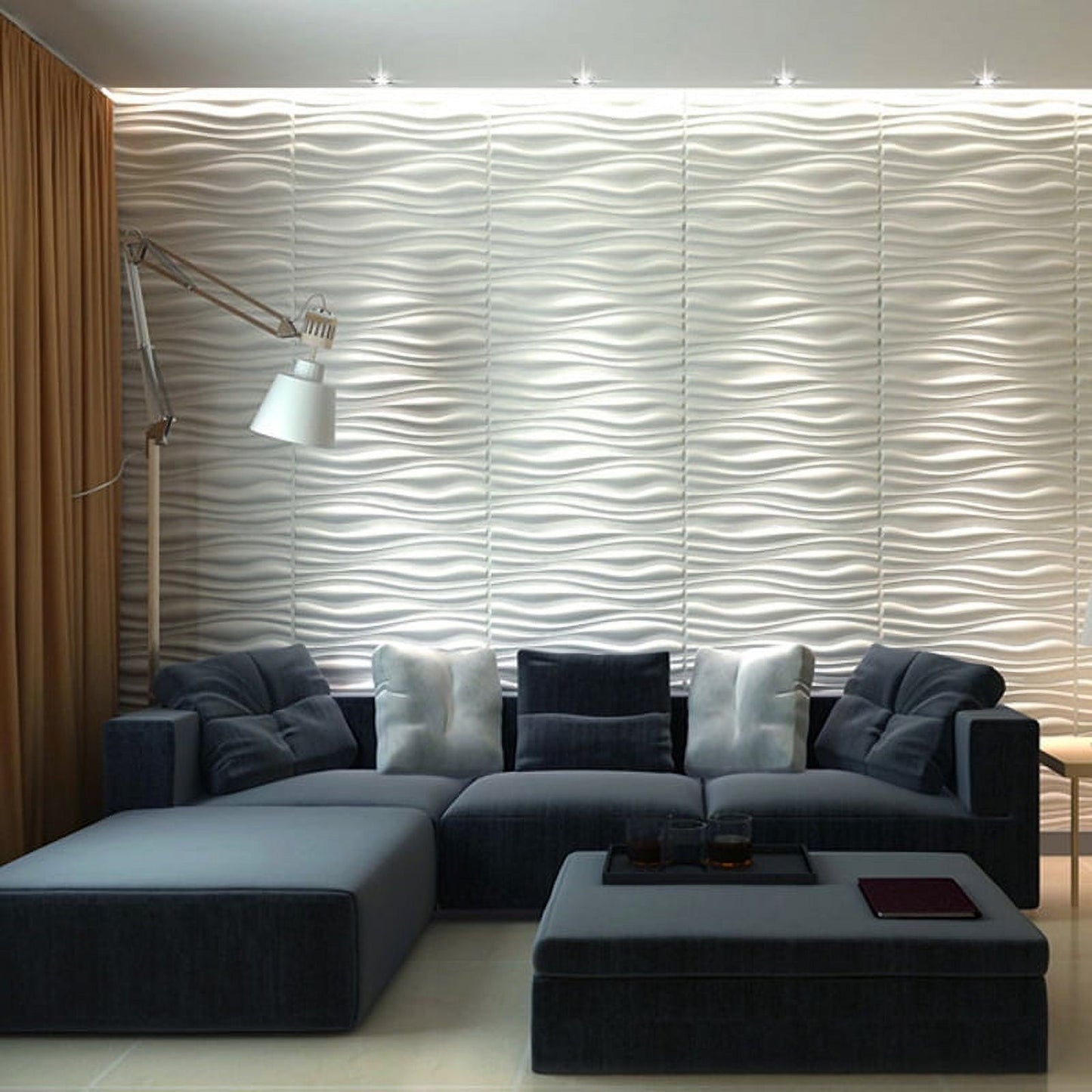 Art3d Panel de Pared 3D de Fibra Vegetal con Diseño Ondulado de 24,6 x 31,5 Pulgadas (Paquete de 6)