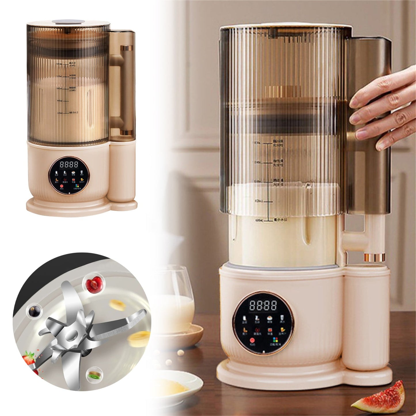 Automatic Nut Milk Maker Machine - Homemade Almond, Soy, Oat, and Coconut Milk Maker with Auto-Clean, Keep Warm, and Low-Noise Features, for -Based Beverages