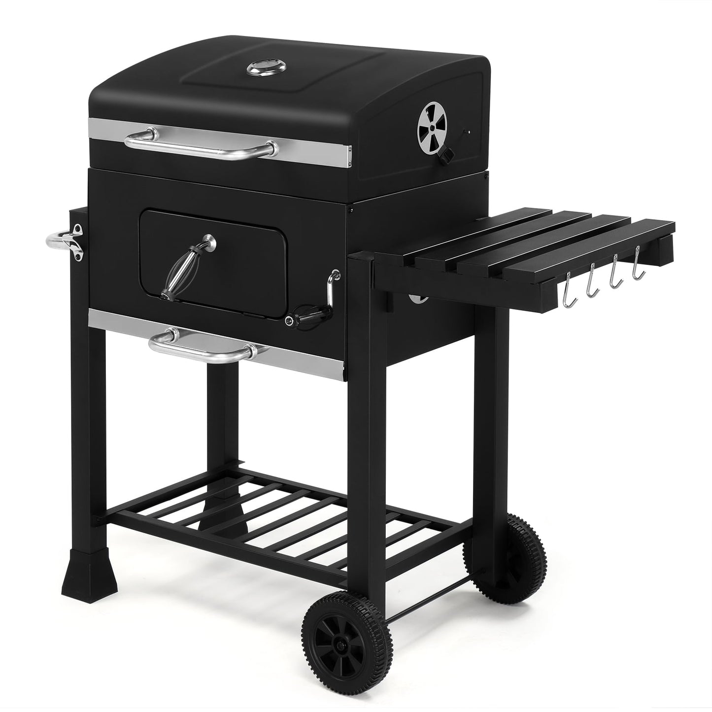 Zintown BBQ Charcoal Grill Outdoor Barbecue Pit Smoker with Double Grill,Liftable Charcoal Tray