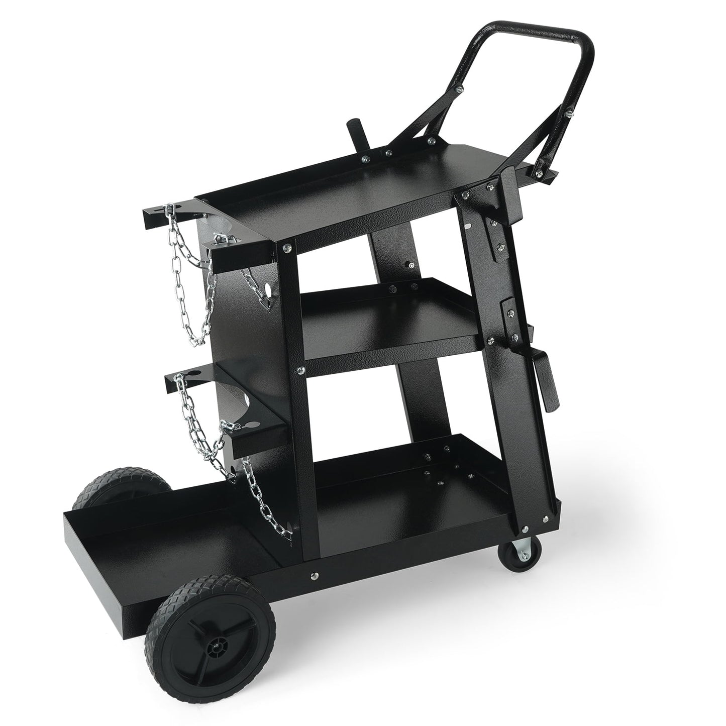 BENTISM Welding Cart, 3-Tier Welder Cart Heavy Duty with 400Lbs Static Weight Capacity, 360° Swivel Wheels, Tank Storage Safety Chains, Rolling MIG Welder Cart for TIG, ARC, MMA Welding Machine