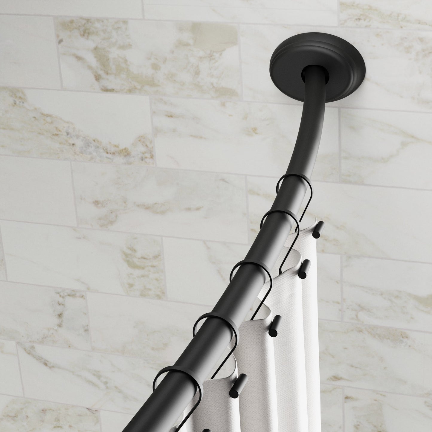 Better Homes & Gardens 50†to 72†Adjustable Tension or Wall-Mount Curved Shower Curtain Rod, Black