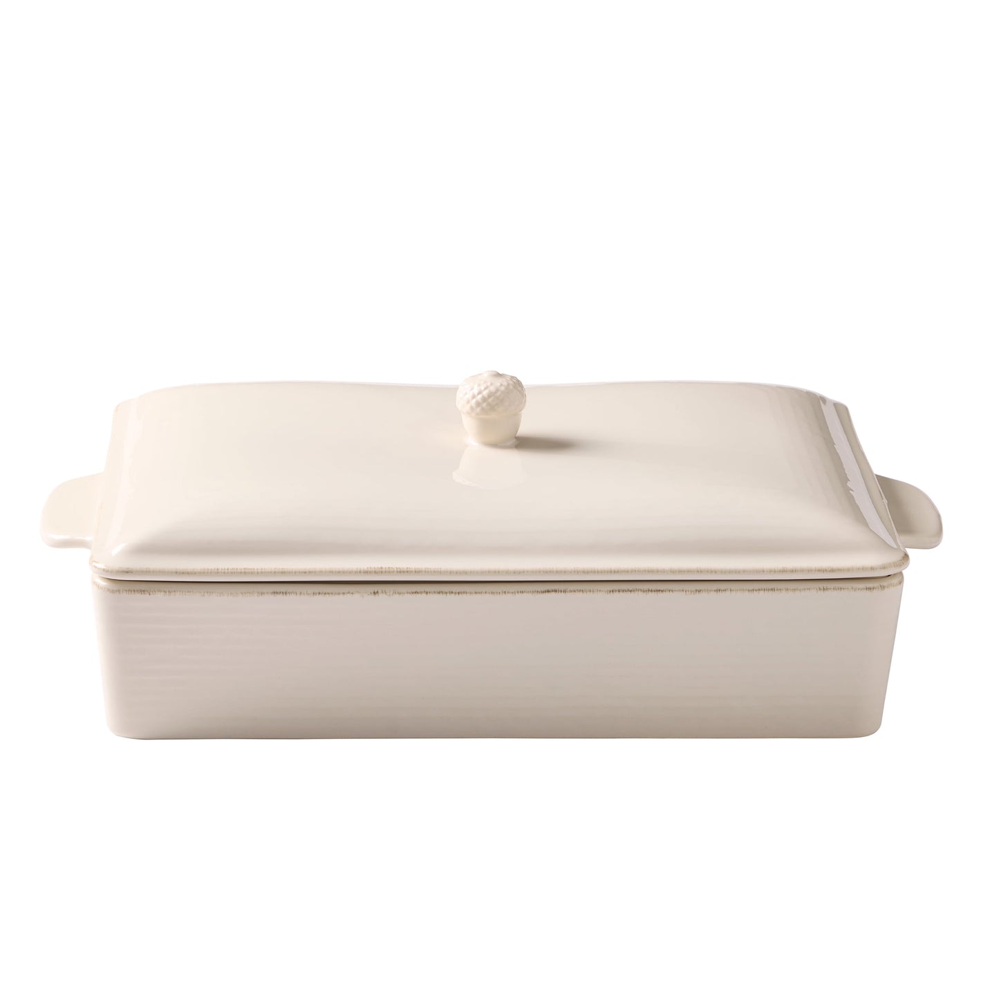 Better Homes & Gardens 15.5" Cream Stoneware Rectangular Roasting Dish with Lid