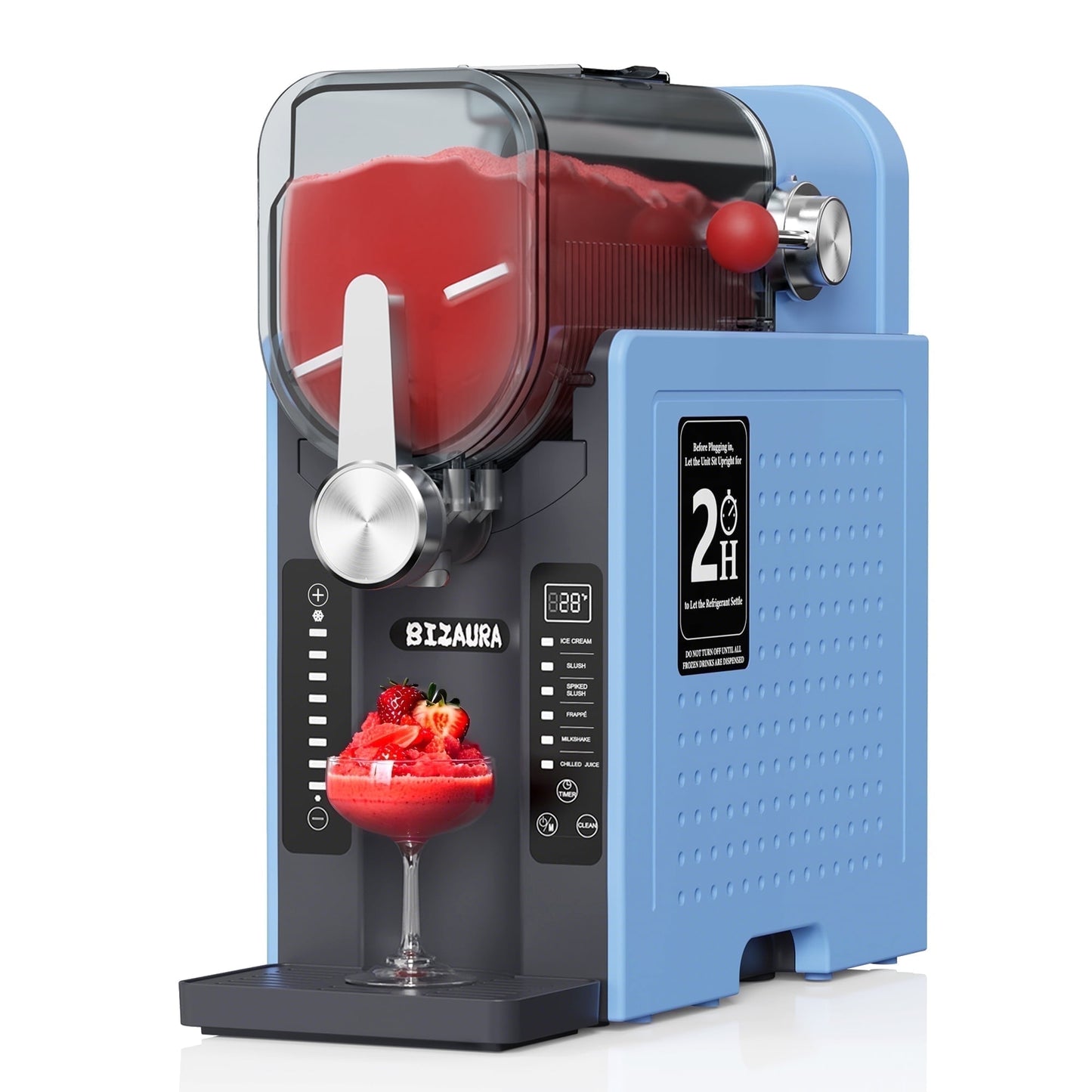 BIZAURA Slushie Machine, Slushy Machine for Home No Ice Need, Professional Frozen Drink Maker, 6 Presets for Milkshakes, Frappés, Slush, Ice Cream, Blue