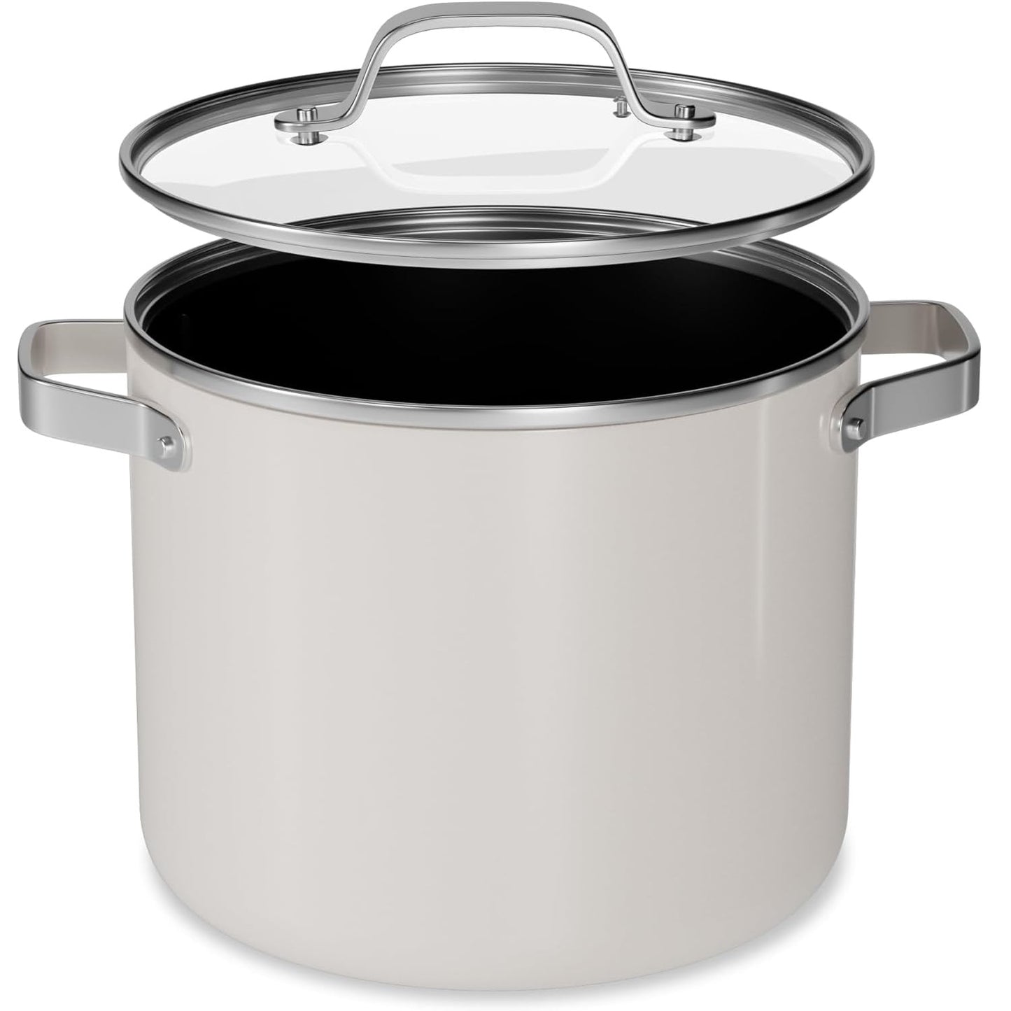 Bakken 16 Quart Ceramic Coated Stock Pot with Glass Lid, Nonstick, Oven Safe to 500°F, Stainless Steel Handles, All Stove Compatible, Blue