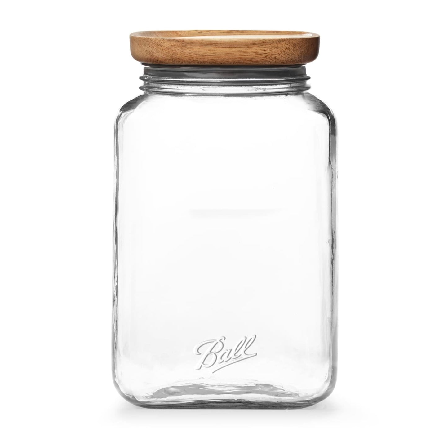 (3 pack) Ball 15.6 Cup Stack & Store Glass Jar with Acacia Wood Lid – Airtight Wide Mouth Glass Storage Container for Pantry, Kitchen, and Countertop Organization