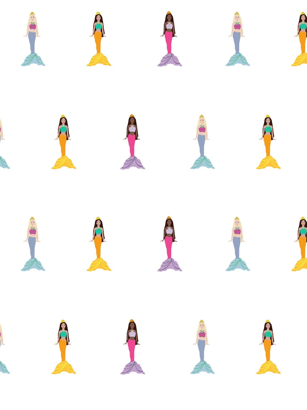 Barbie Mermaids Removable Vinyl Wallpaper, White