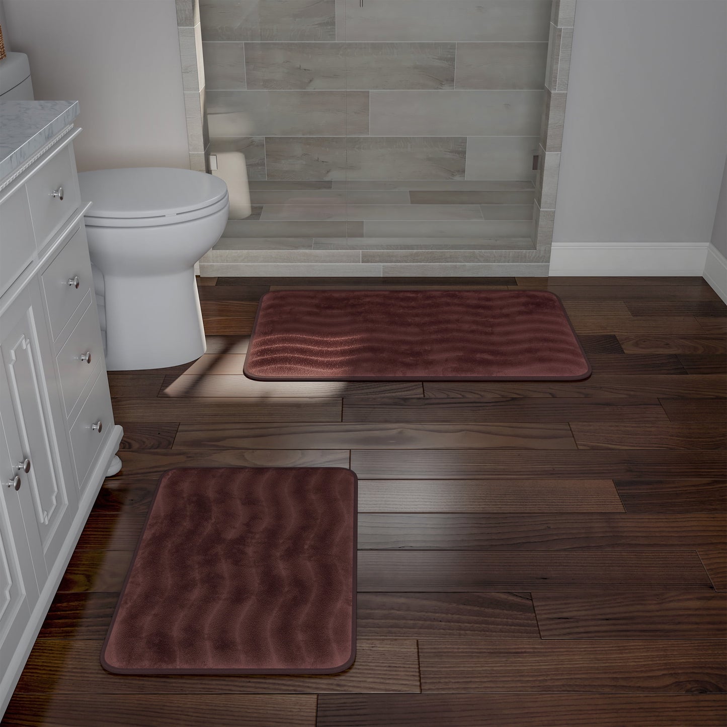 Somerset Home Bathroom Rug, Memory Foam, 280 GSM Microfiber, Rubberized Nonskid Backing, 32"L x 20"W x 0.625"H, 23.25"L x 17"W X 0.625"H, Chocolate Brown