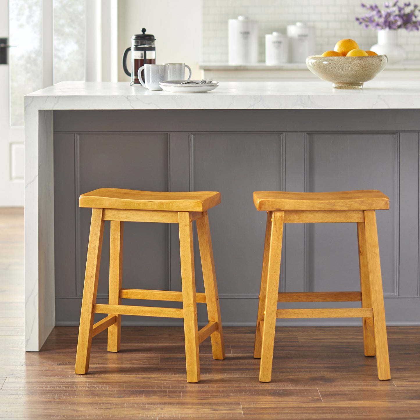 Belfast Saddle 24" Stools, Set of 2, Multiple Colors