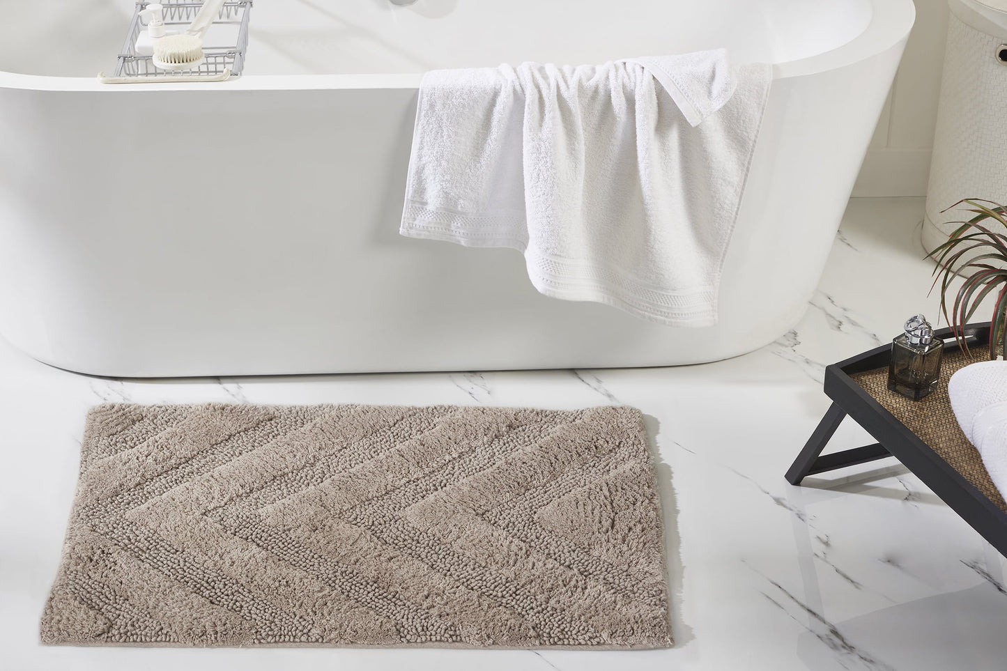 Better Trends Tapetes de Baño 24" x 40" 100% Algodón Suave Absorbente de Agua Antideslizante Tapete de Baño Lavable a Máquina (Gris) Colección Hugo