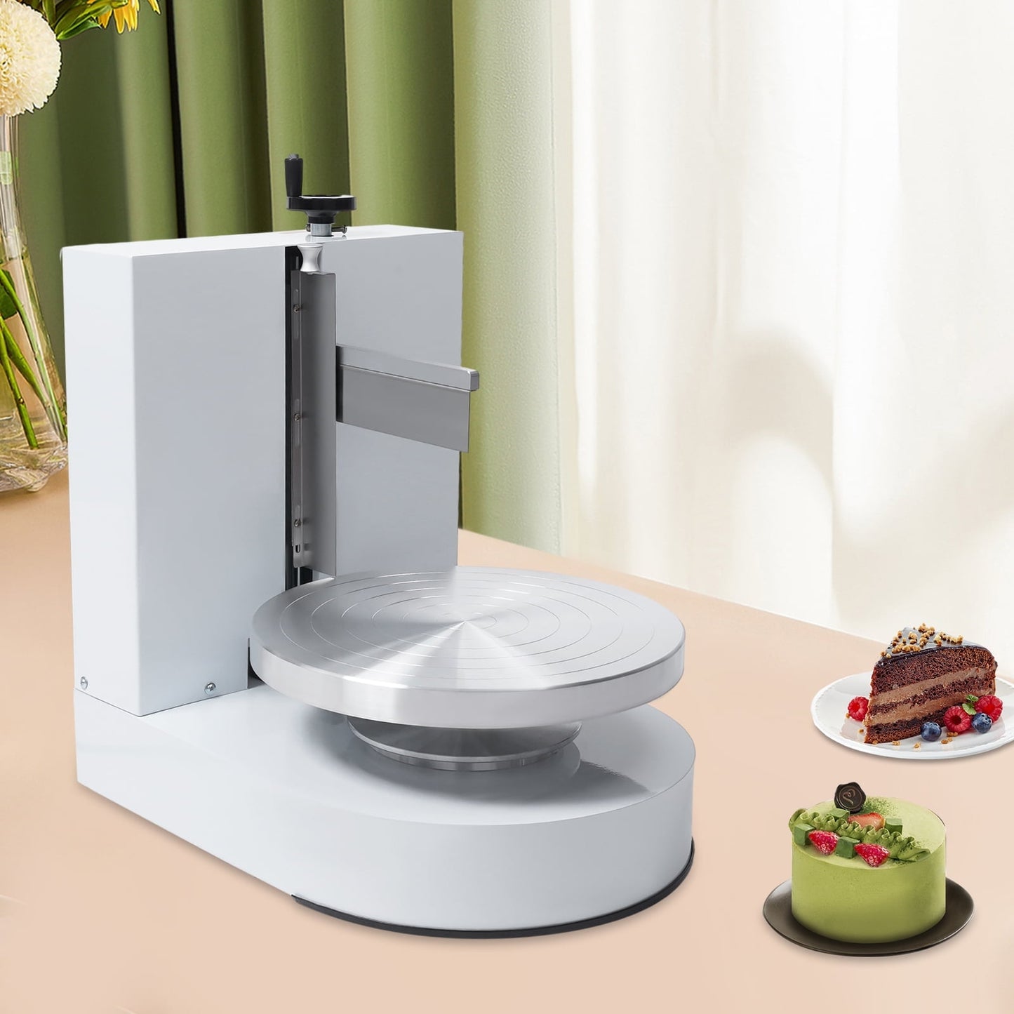Birthday Cake Cream Smooth Coating Decoration Machine, Cake Cream Spreading Machine+LCD Display for 10-30.5cm/4-12in (White)