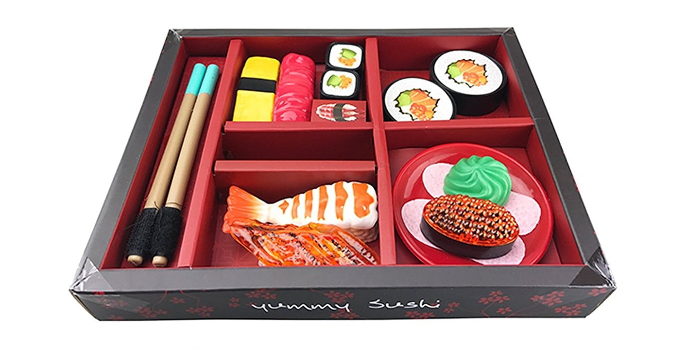 Bisontec Caja Bento para Cena de Sushi, Plástico Detallado, Juego de Alimentos para Cortar de 21 Piezas, Paquete de 21