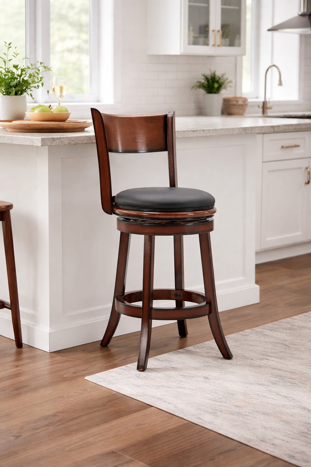 Boraam Wood Palmetto Swivel Counter Stool - Brandy Brown Finish