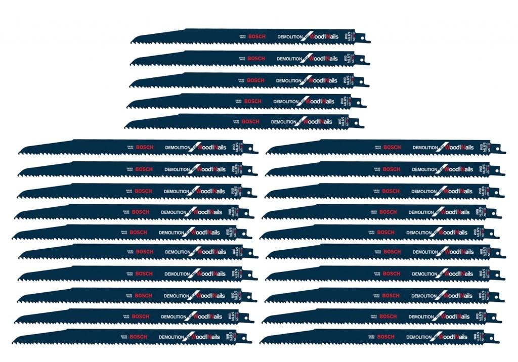 Bosch 25 Pack of Genuine OEM Replacement Reciprocating Saw Blades - RDN12VB-25pk