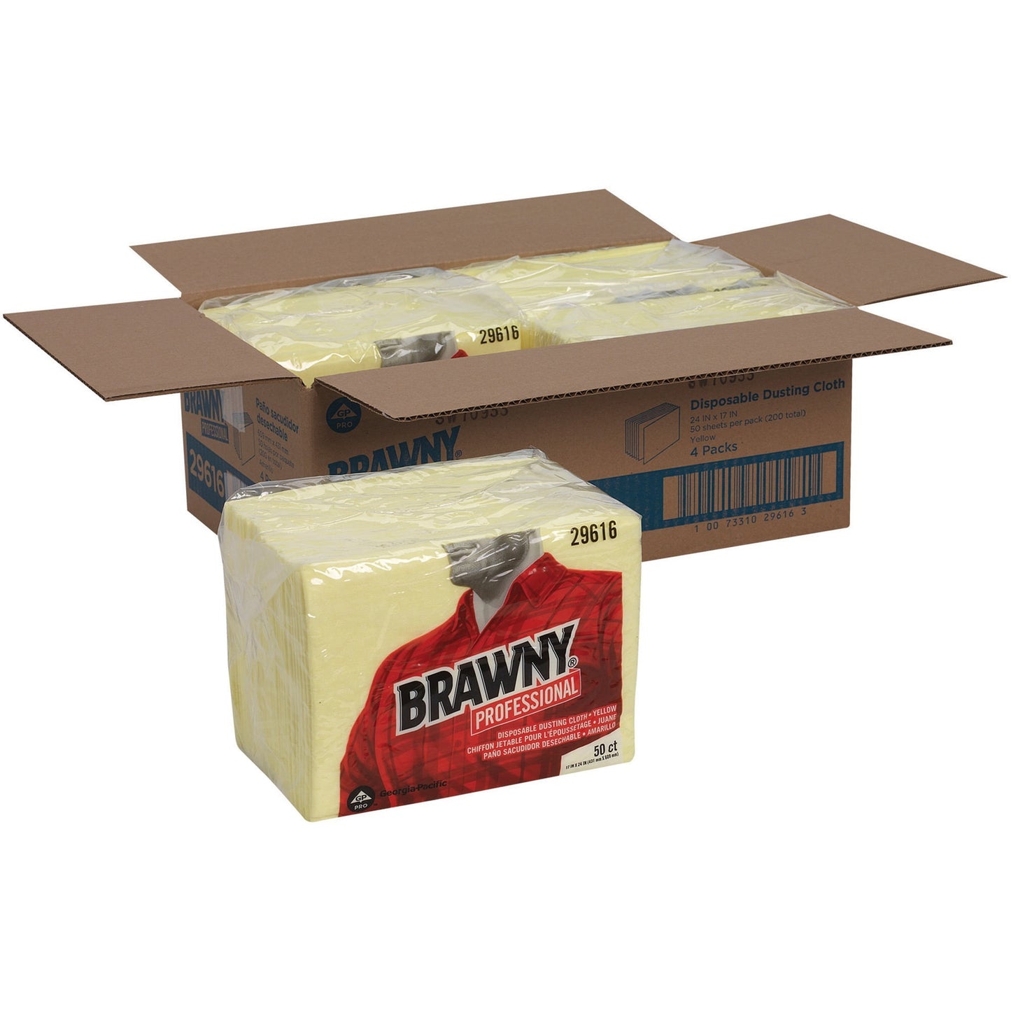 Brawny® Professional Disposable Dusting Cloths - Wipe - 17" Width X 24" Length - 200 / Carton - Yellow