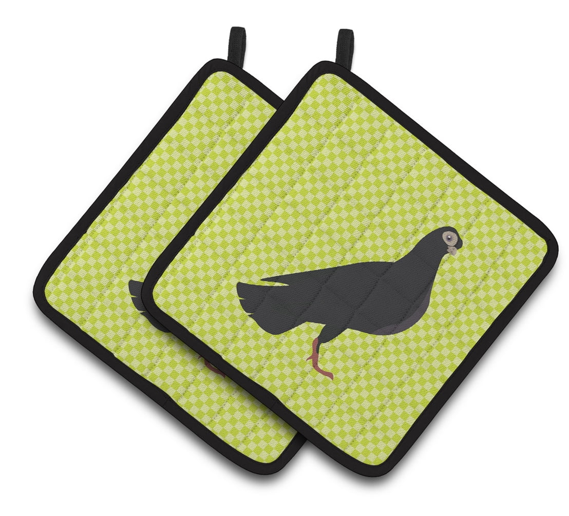 Budapest Highflyer Pigeon Green Pair of Pot Holders