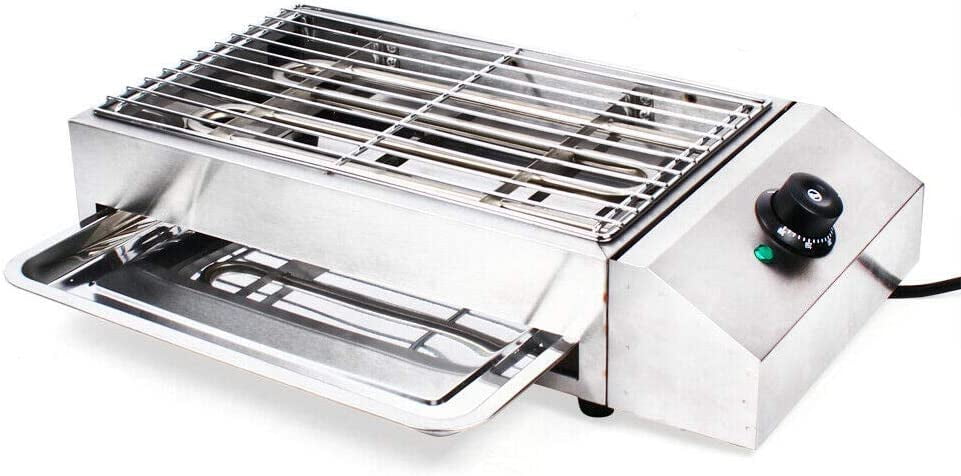 CNCEST Electric Grill Electric Searing Grill Smokeless Indoor Grill Electric BBQ Grill Smokeless BBQ Cooking Griddle Stainless Steel Easy to Clean for Home Or Commercial