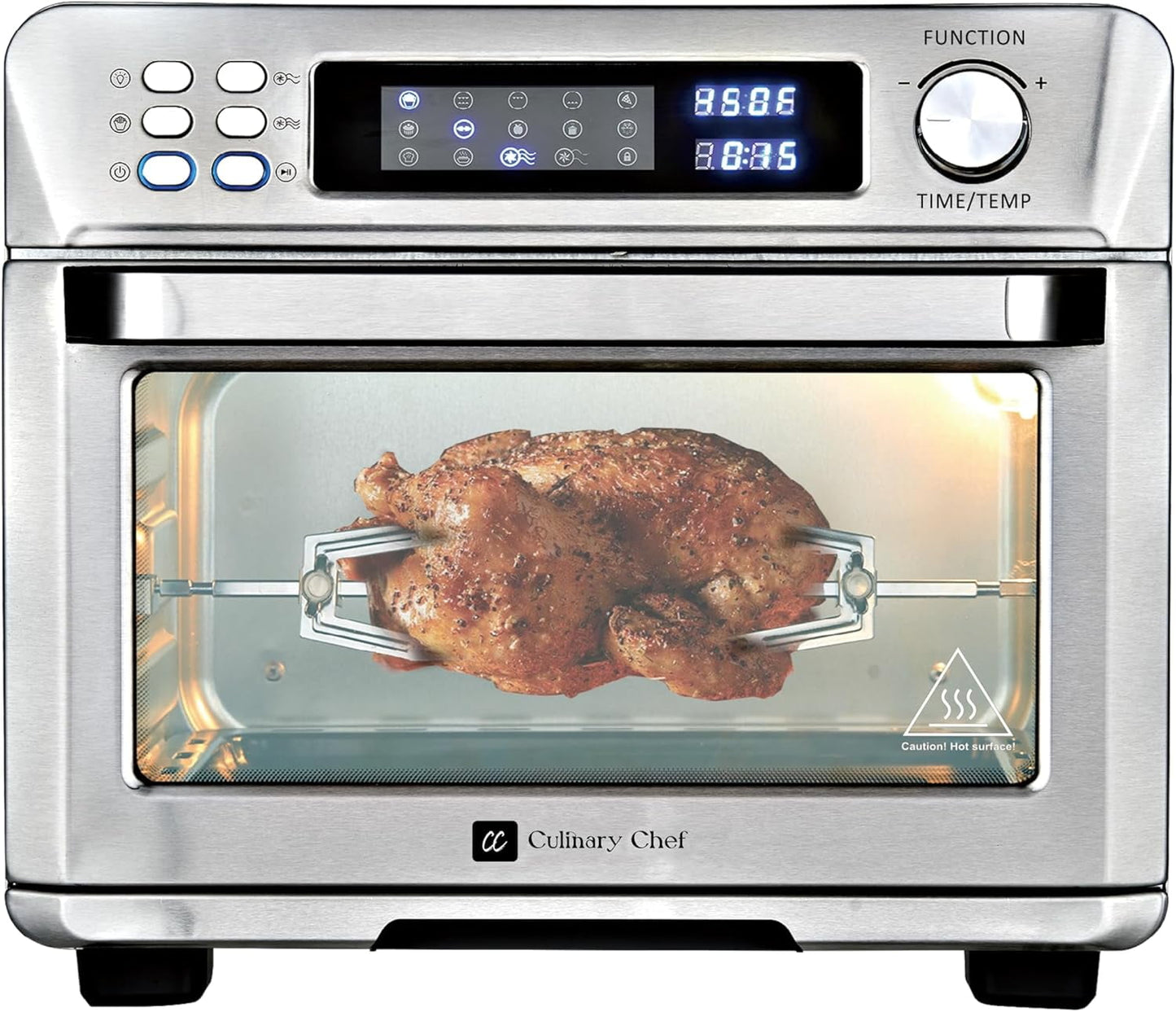 CULINARY CHEF Air Fryer Oven, Digital, 26 Quart 10-in-1 Countertop Toaster Oven & Air Fryer Combo - Grill, Rotisserie, Dehydrator, Pizza Oven, & More, Stainless Steel